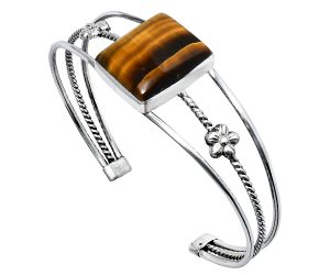 Tiger Eye Cuff Bangle Bracelet EXB01511 B-1012, 17x19 mm