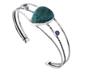 Shattuckite and Amethyst Cuff Bangle Bracelet EXB01514 B-1011, 17x21 mm