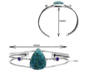 Shattuckite and Amethyst Cuff Bangle Bracelet EXB01514 B-1011, 17x21 mm