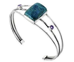 Shattuckite and Amethyst Cuff Bangle Bracelet EXB01515 B-1011, 14x20 mm