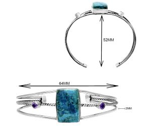 Shattuckite and Amethyst Cuff Bangle Bracelet EXB01515 B-1011, 14x20 mm