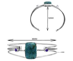 Shattuckite and Amethyst Cuff Bangle Bracelet EXB01516 B-1011, 15x22 mm