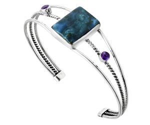 Shattuckite and Amethyst Cuff Bangle Bracelet EXB01517 B-1011, 15x19 mm