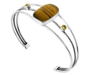 Tiger Eye and Citrine Cuff Bangle Bracelet EXB01519 B-1011, 14x23 mm