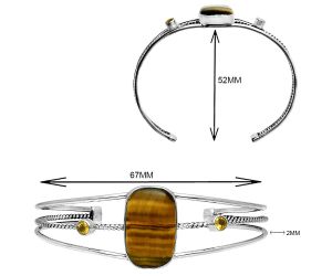 Tiger Eye and Citrine Cuff Bangle Bracelet EXB01519 B-1011, 14x23 mm