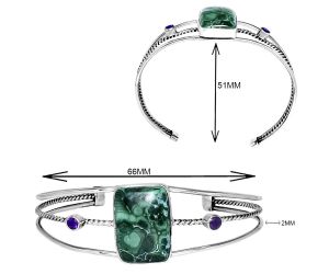 Malachite Eye and Amethyst Cuff Bangle Bracelet EXB01531 B-1011, 16x22 mm