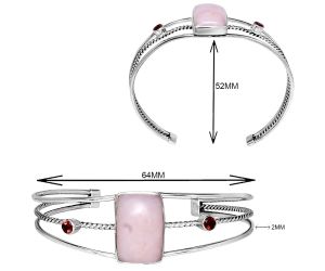 Pink Opal and Garnet Cuff Bangle Bracelet EXB01532 B-1011, 14x20 mm