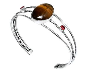 Tiger Eye and Garnet Cuff Bangle Bracelet EXB01536 B-1011, 16x22 mm