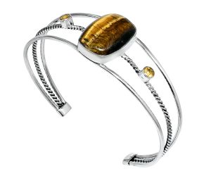 Tiger Eye and Citrine Cuff Bangle Bracelet EXB01537 B-1011, 16x21 mm