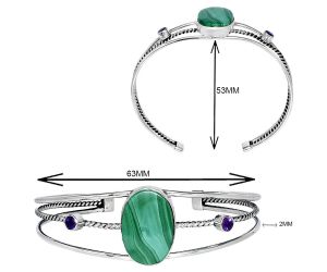 Malachite Eye and Amethyst Cuff Bangle Bracelet EXB01538 B-1011, 14x21 mm