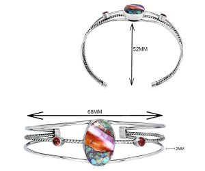 Kingman Orange Dahlia Turquoise and Garnet Cuff Bangle Bracelet EXB01539 B-1011, 14x21 mm