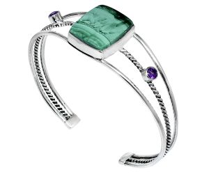 Malachite Eye and Amethyst Cuff Bangle Bracelet EXB01541 B-1011, 17x19 mm