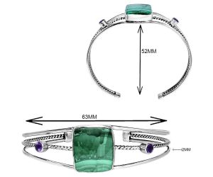 Malachite Eye and Amethyst Cuff Bangle Bracelet EXB01541 B-1011, 17x19 mm