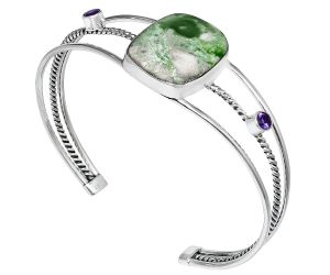 Utah Variscite and Amethyst Cuff Bangle Bracelet EXB01542 B-1011, 18x23 mm