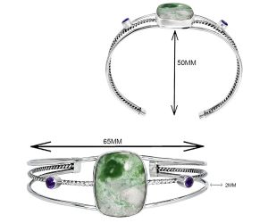 Utah Variscite and Amethyst Cuff Bangle Bracelet EXB01542 B-1011, 18x23 mm