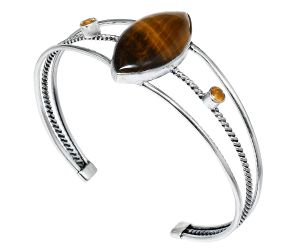 Tiger Eye and Citrine Cuff Bangle Bracelet EXB01543 B-1011, 15x29 mm