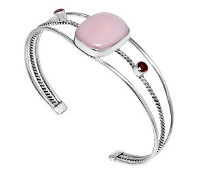 Pink Opal and Garnet Cuff Bangle Bracelet EXB01545 B-1011, 16x19 mm