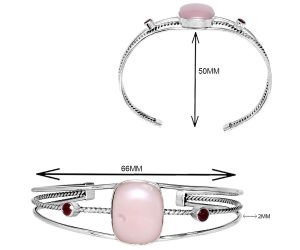 Pink Opal and Garnet Cuff Bangle Bracelet EXB01545 B-1011, 16x19 mm