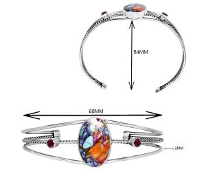 Kingman Orange Dahlia Turquoise and Garnet Cuff Bangle Bracelet EXB01554 B-1011, 15x22 mm