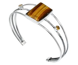 Tiger Eye and Citrine Cuff Bangle Bracelet EXB01555 B-1011, 17x22 mm