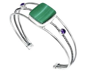 Malachite Eye and Amethyst Cuff Bangle Bracelet EXB01557 B-1011, 17x18 mm