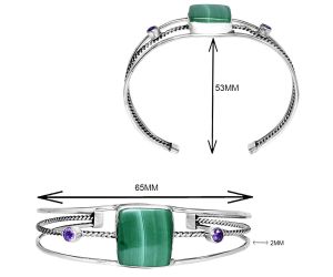 Malachite Eye and Amethyst Cuff Bangle Bracelet EXB01557 B-1011, 17x18 mm