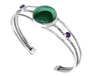 Malachite Eye and Amethyst Cuff Bangle Bracelet EXB01558 B-1011, 18x18 mm