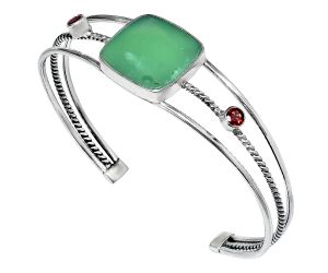 Chrysoprase and Garnet Cuff Bangle Bracelet EXB01559 B-1011, 18x19 mm