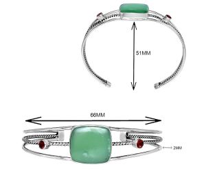 Chrysoprase and Garnet Cuff Bangle Bracelet EXB01559 B-1011, 18x19 mm