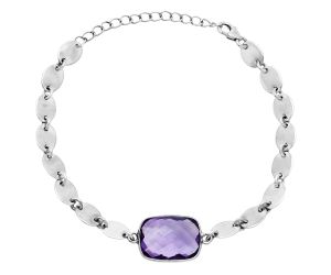 Amethyst Checker Briolette Bracelet EXB01582 B-1044, 12x16 mm