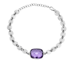 Amethyst Checker Briolette Bracelet EXB01631 B-1044, 12x16 mm