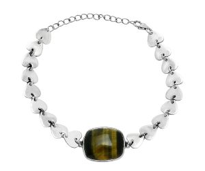 Heart - Blue Tiger Eye Bracelet EXB01650 B-1044, 15x18 mm