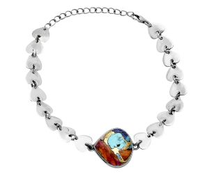 Heart - Kingman Orange Dahlia Turquoise Bracelet EXB01653 B-1044, 16x17 mm