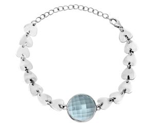 Heart - Sky Blue Topaz Checker Bracelet EXB01661 B-1044, 15x15 mm