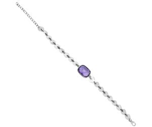 Heart - Amethyst Checker Briolette Bracelet EXB01662 B-1044, 12x16 mm