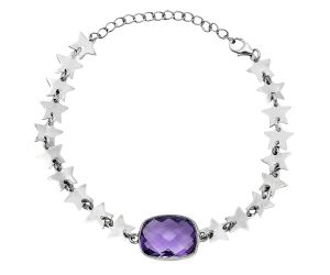 Star - Amethyst Checker Briolette Bracelet EXB01686 B-1044, 12x16 mm