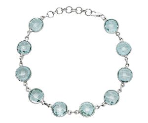 Sky Blue Topaz Checker Briolette Bracelet EXB01690 B-1001, 9x9 mm