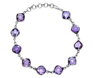 Amethyst Checker Briolette Bracelet EXB01691 B-1001, 8x8 mm