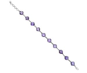 Amethyst Checker Briolette Bracelet EXB01691 B-1001, 8x8 mm