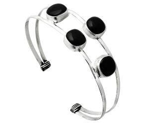 Black Onyx Cuff Bangle Bracelet EXB01693 B-1047, 9x9 mm