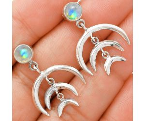 Rainbow Moonstone Earrings EXE01314 E-1249, 6x6 mm