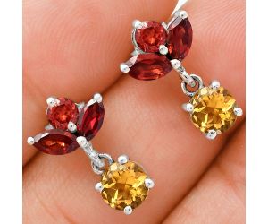 Citrine, Peridot & Garnet Earrings EXE01379 E-1060, 6x6 mm