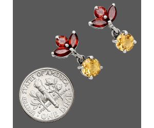 Citrine, Peridot & Garnet Earrings EXE01379 E-1060, 6x6 mm