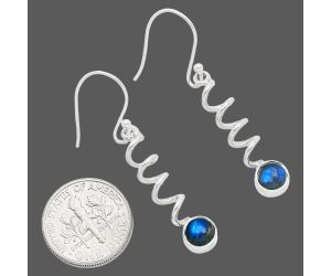 Blue Fire Labradorite Earrings EXE01479 E-1047, 6x6 mm