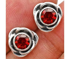 Hessonite Garnet Stud Earrings EXE01632 E-1248, 5x5 mm