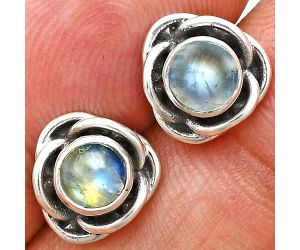 Rainbow Moonstone Stud Earrings EXE01681 E-1248, 5x5 mm