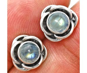 Rainbow Moonstone Stud Earrings EXE01683 E-1248, 5x5 mm