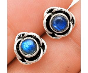 Blue Fire Labradorite Stud Earrings EXE01693 E-1248, 5x5 mm