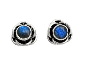 Blue Fire Labradorite Stud Earrings EXE01693 E-1248, 5x5 mm