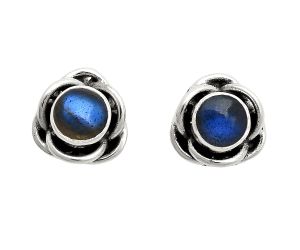 Blue Fire Labradorite Stud Earrings EXE01694 E-1248, 5x5 mm